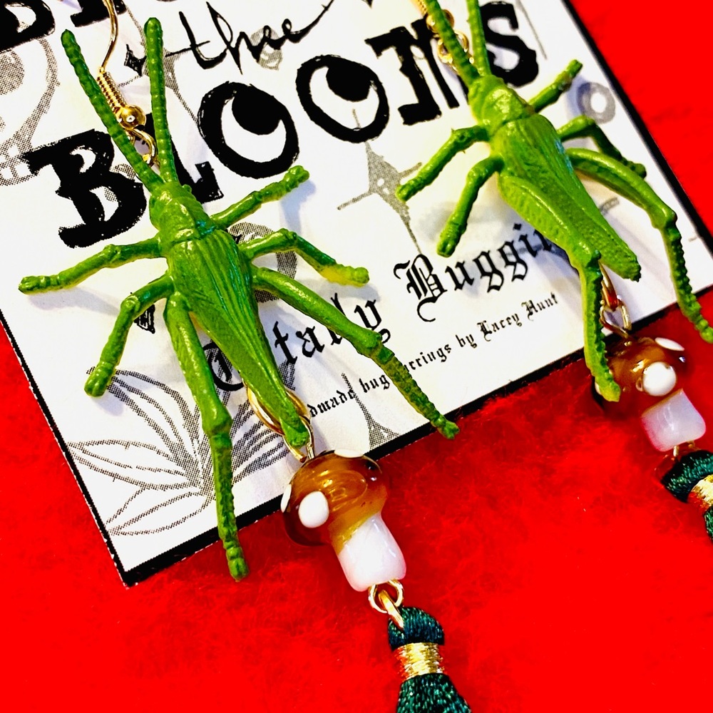 EARRINGS :: GREEN LOCUSTS 🍄 MUSH Handmade by Me ✨